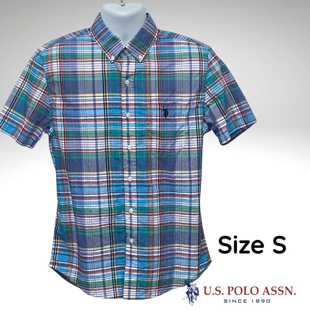 U.S. Polo Assn. Men's Blue Plaid Shirt Size S